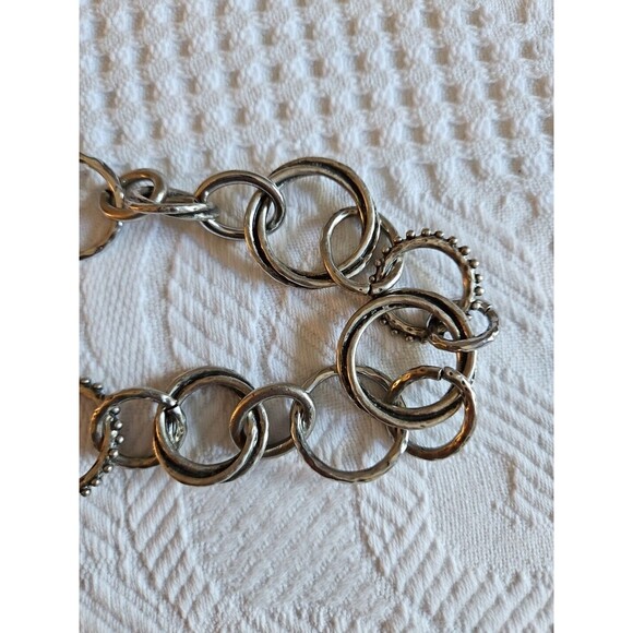 Chico’s Chunky Long Silvertone Circle necklace EUC - Picture 2 of 6